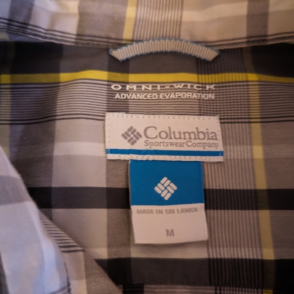 COLUMBIA short sleeve button down plaid omni-wick men's medium - Picture 3 of 4